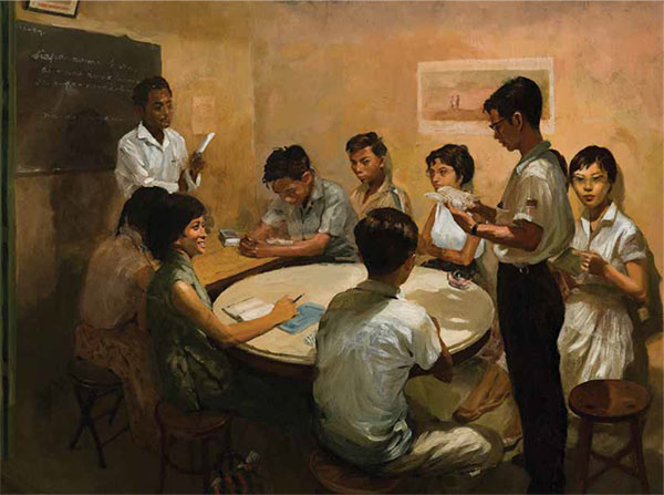 Artist Chua Mia Tee’s 1959 oil painting of National Language Class featured in National Gallery Singapore