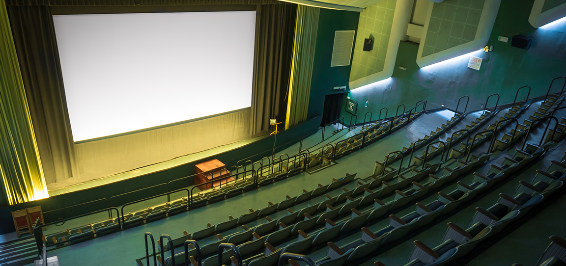 Wide shot of the cinema within The Projector