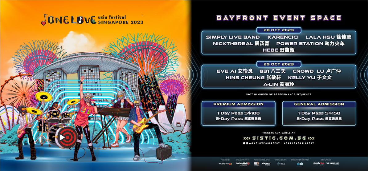 Visual with event details of One Love Asia Festival Singapore 2023
