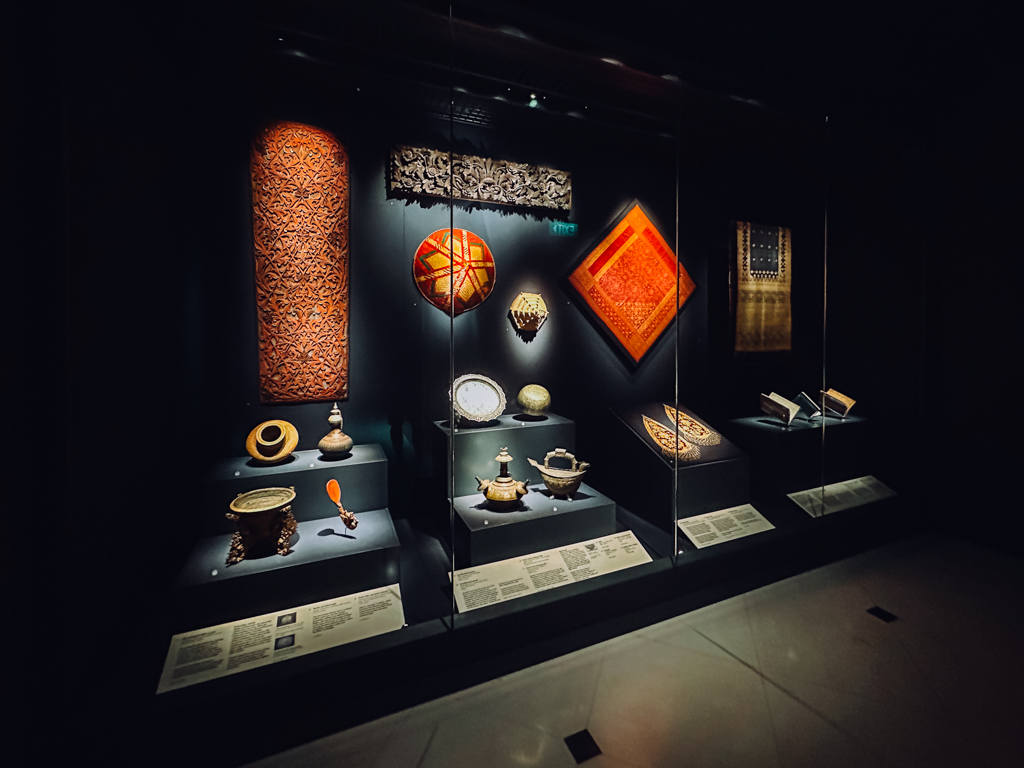 Wide shot of artefacts on display