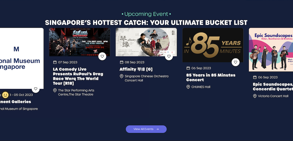 Image of event listings from Catch’s website