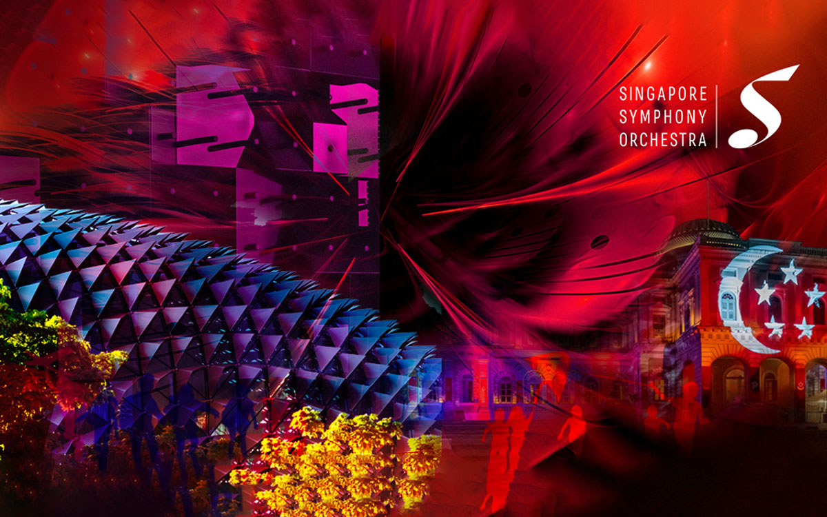 Colourful visual of Temasek Foundation Singapore Symphony Orchestra (SSO) National Day Concert 2023