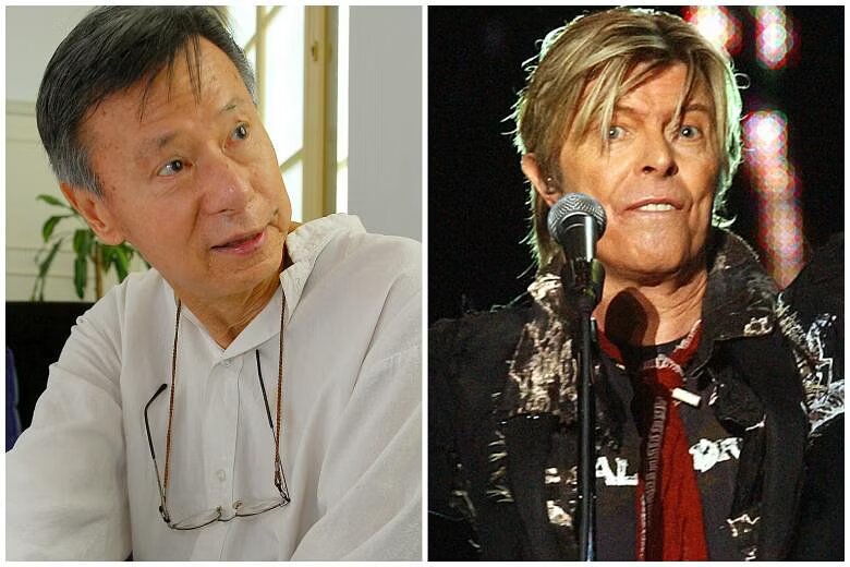 Alt text: Dr Goh Poh Seng (Left) and David Bowie (Right)